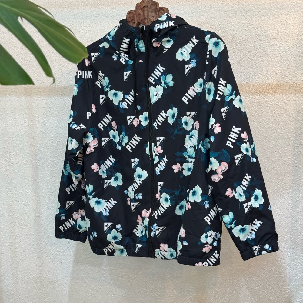 PINK Victoria’s Secret Floral Hooded Windbreaker Jacket XS S